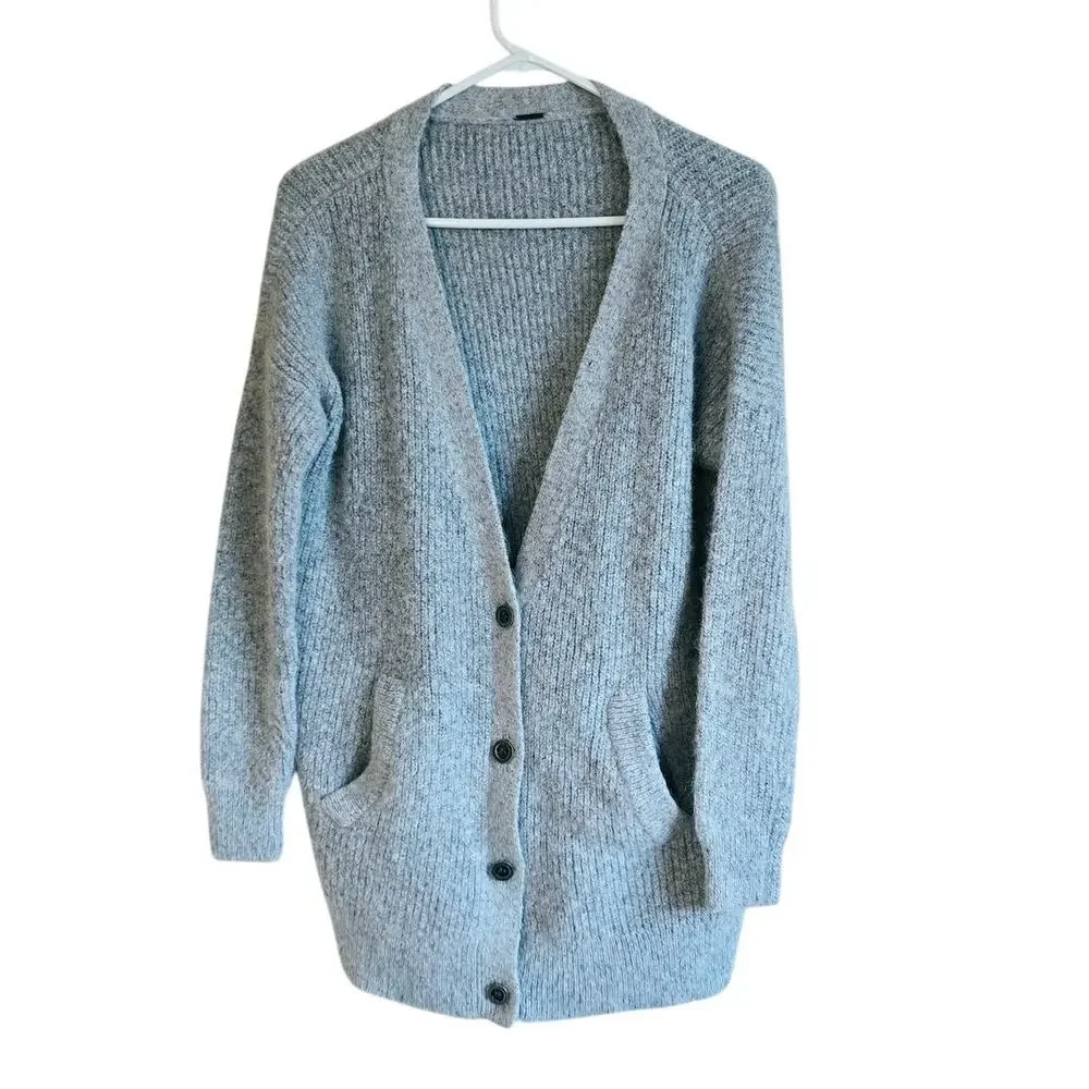 Free people alpaca wool blend gray oversized grandpa sweater